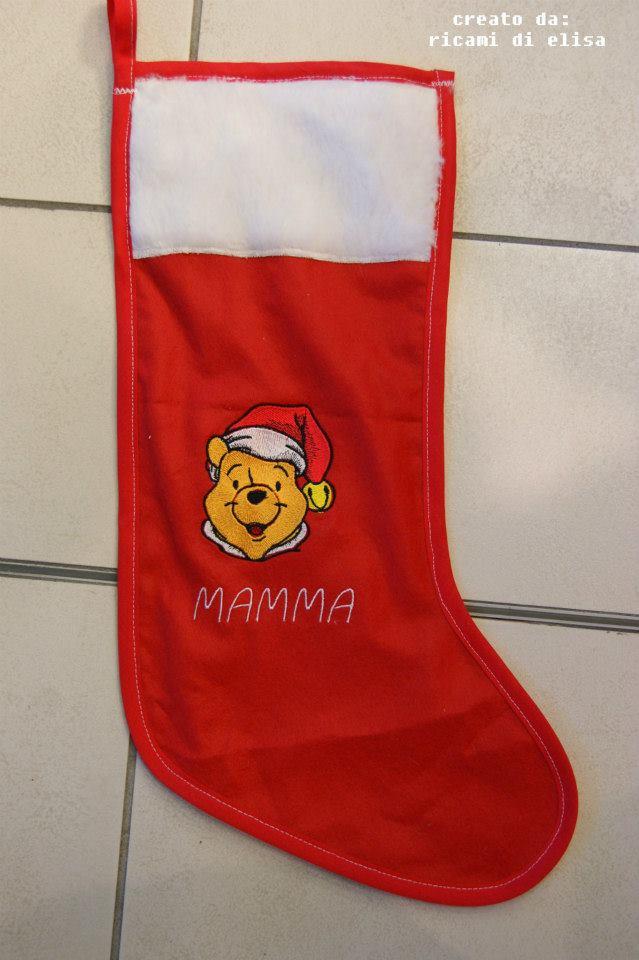 Sock with Christmas Winnie the Pooh embroidery design