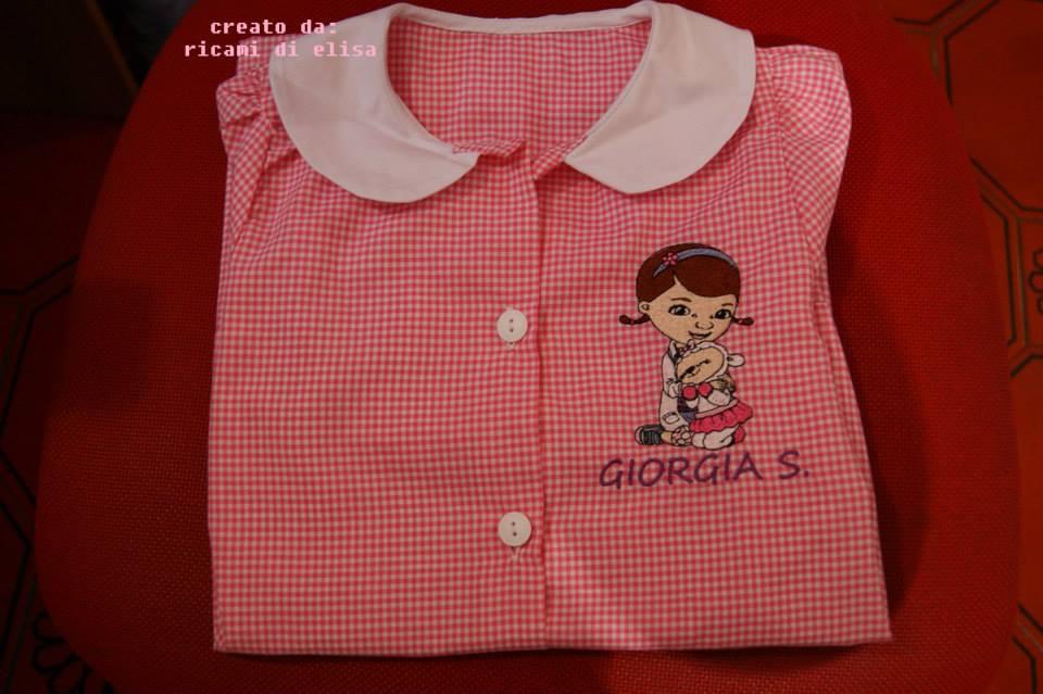 Girl's dress with Doc McStuffins and Lambie embroidery design