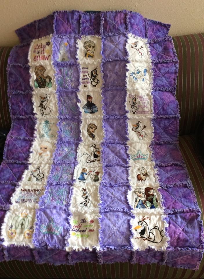 Big quilt with Frozen embroidery design