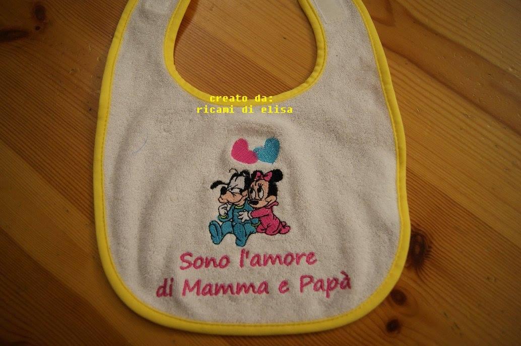 Baby bib with Goofy and Minnie we love embroidery design
