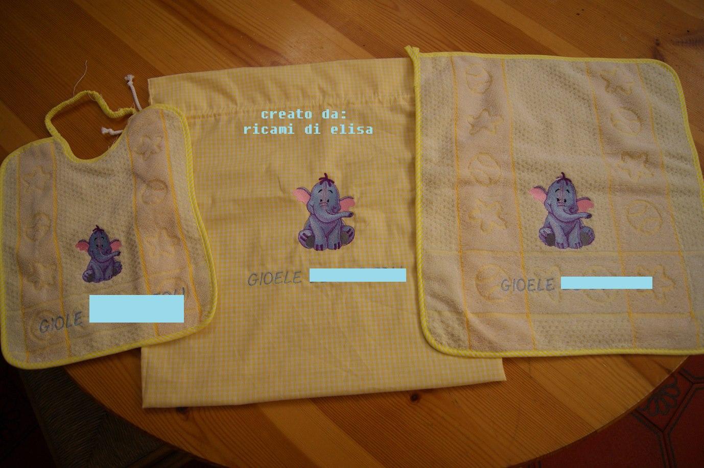 Baby bibs with Heffalump embroidery design
