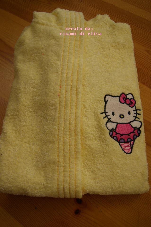 Baby bathrobe with Hello Kitty Ballerina embroidery design