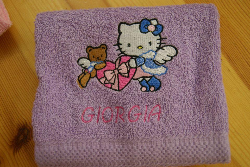 Towel with Hello Kitty Sno Angel embroidery design