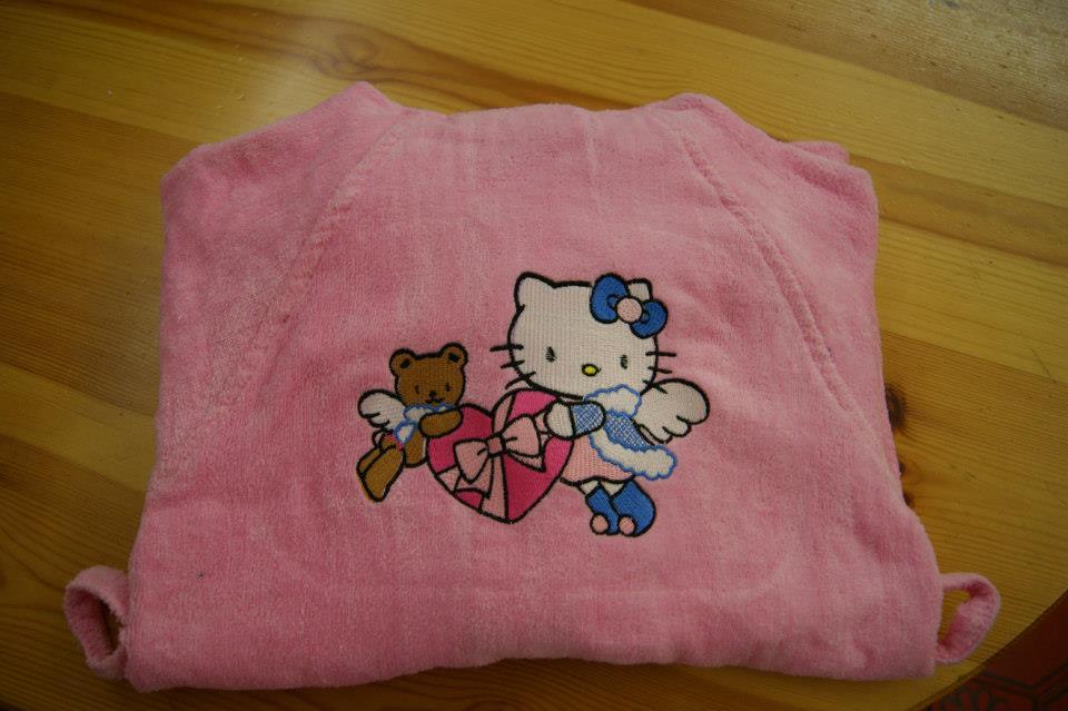 Bathrobe with Hello Kitty Snow Angel embroidery design
