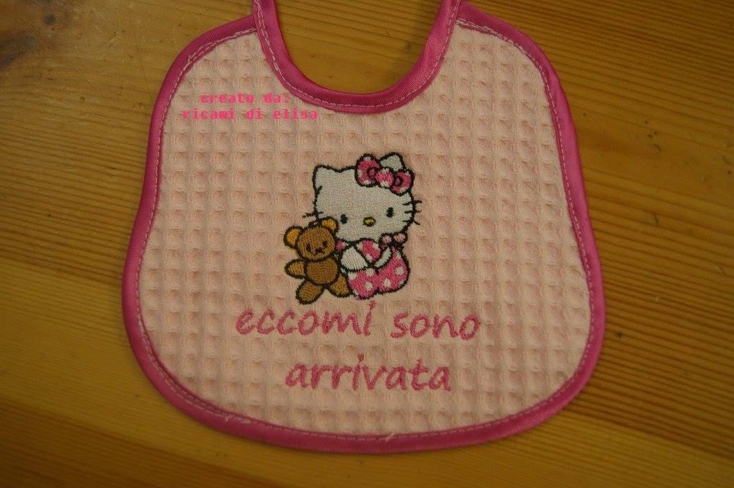 Baby bib with Hello Kitty with Toy embroidery design