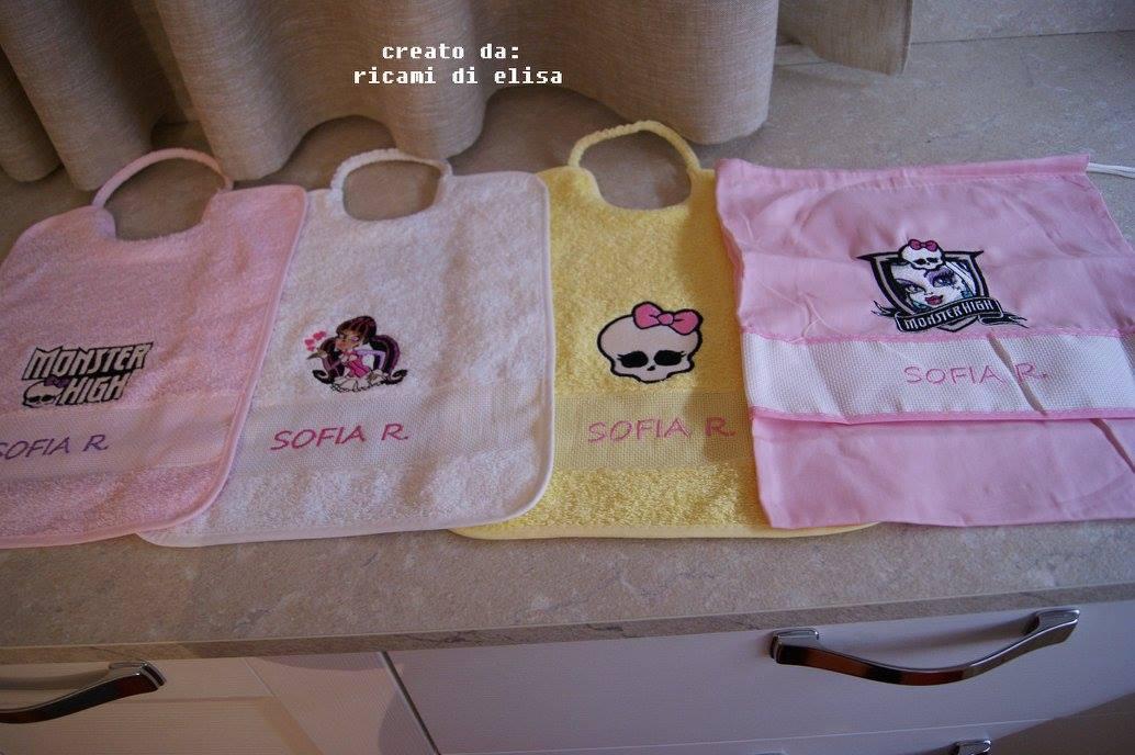 Baby napkins with Monster High embroidery design