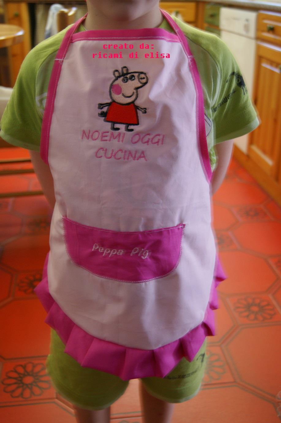 Kitchen apron with Peppa Pig embroidery design