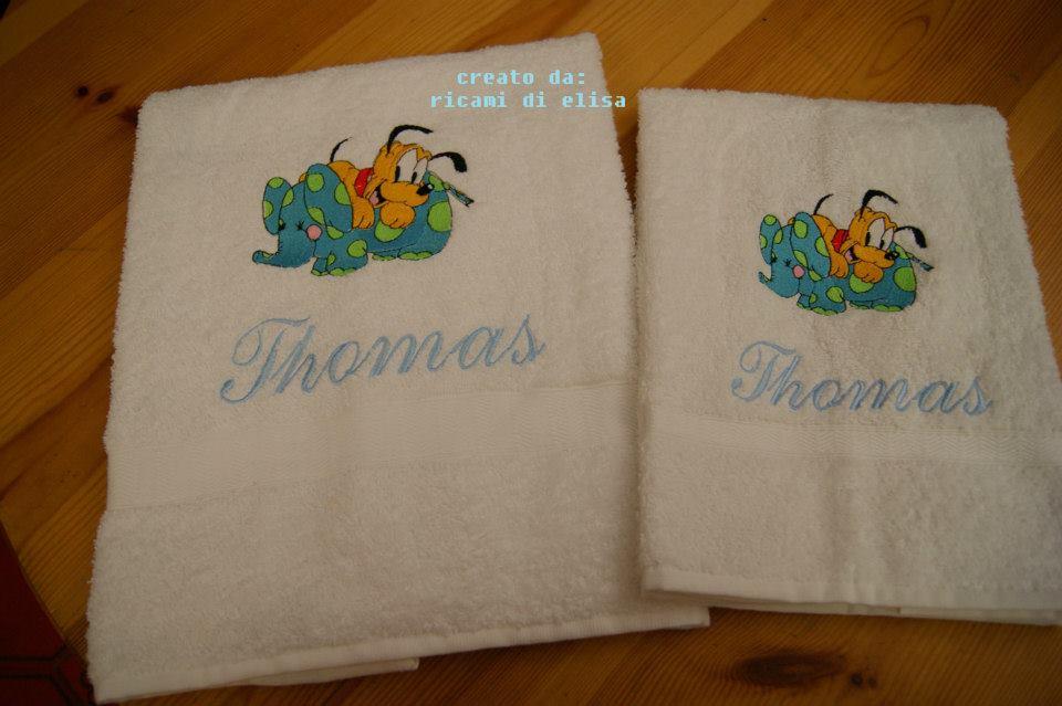 Towel with Pluto with soft toy embroidery design
