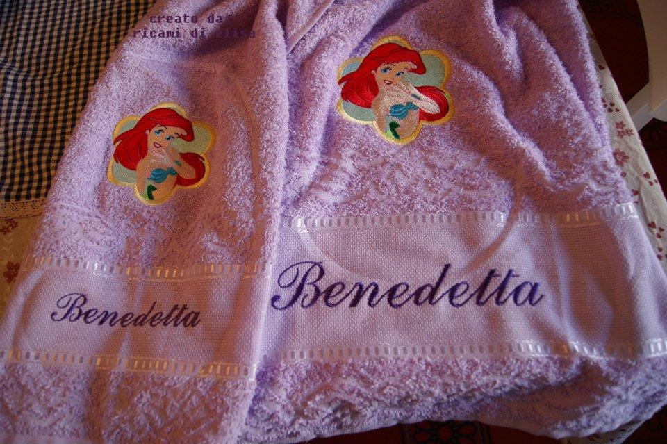 Towels with Little Mermaid embroidery design