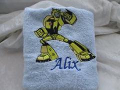 Towel with Transformers Bumblebee embroidery design