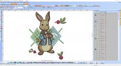 Rabbit gardener embroidery design digitizing