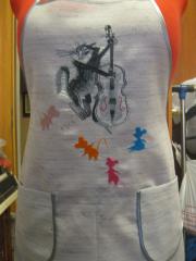Shirt with Cat with a contrabass free embroidery design