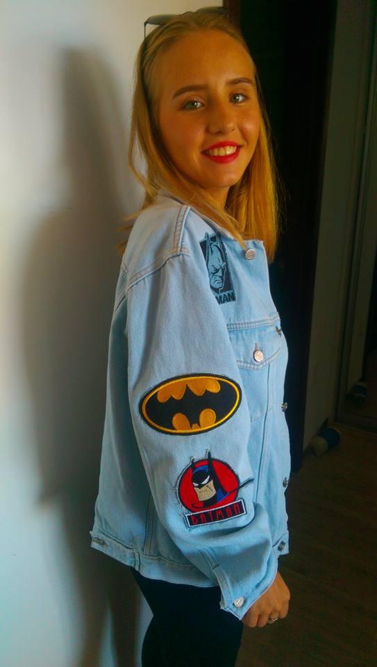 Denim jacket with Batman embroidery designs collection