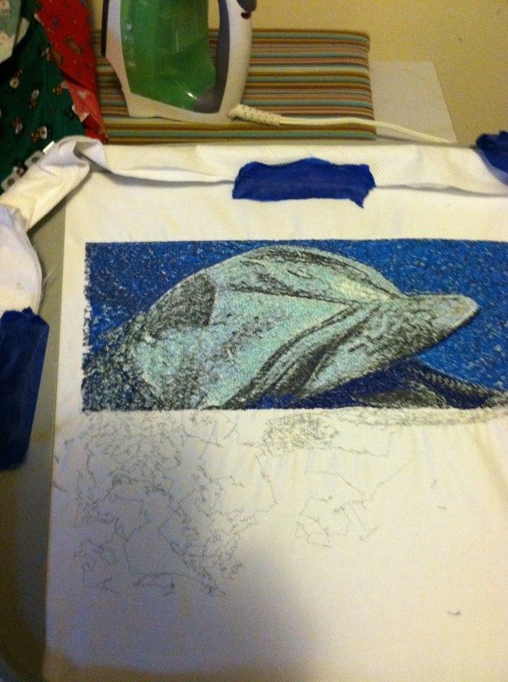 Dolphin photo stitch embroidery in hoop