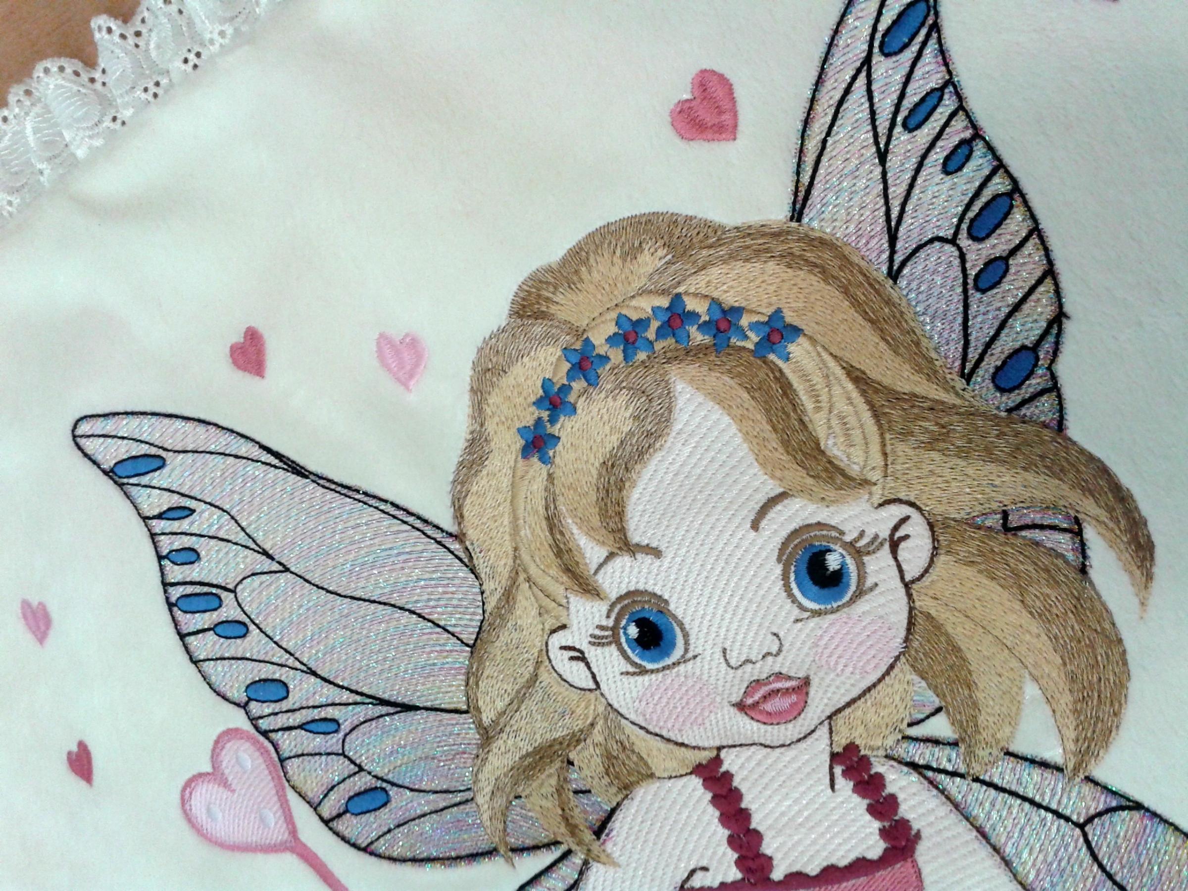 Napkin with Baby love fairy embroidery design