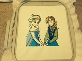 In hoop Anna and Elsa machine embroidery design