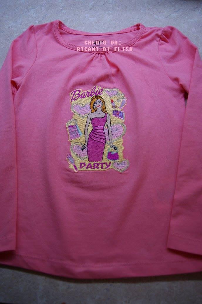 Girl's shirt with Barbie Style embroidery design