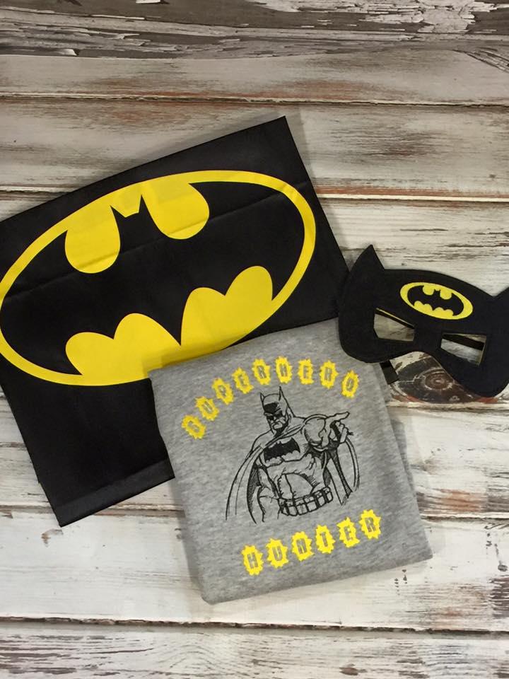 Set with Batman sketch and logo embroidery designs