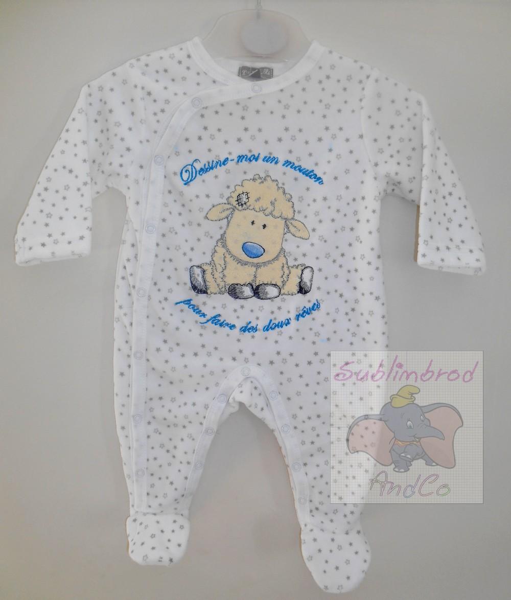 Baby pajamas decorated with Cottonsocks embroidery design