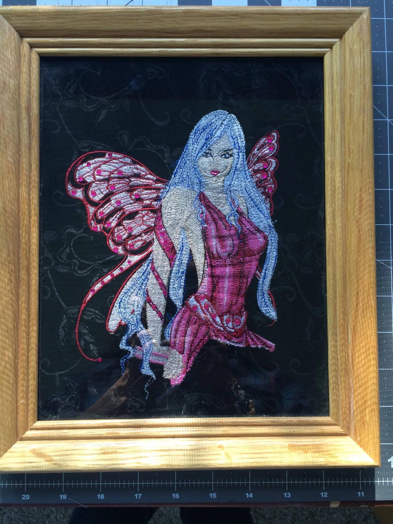 Framed fairy embroidery design