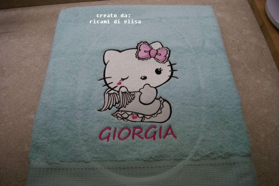 Napkin with Hello Kitty Angel embroidery design