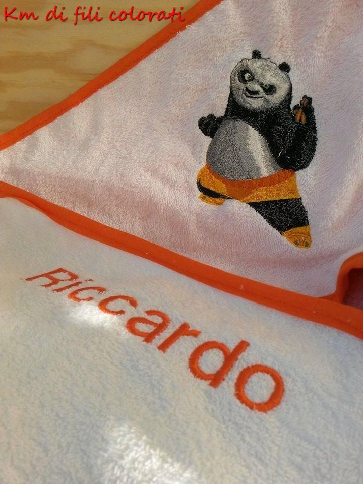 Napkin with Panda embroidery design