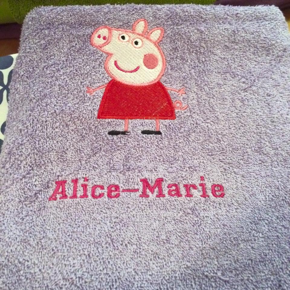 Peppa embroidery design at towel