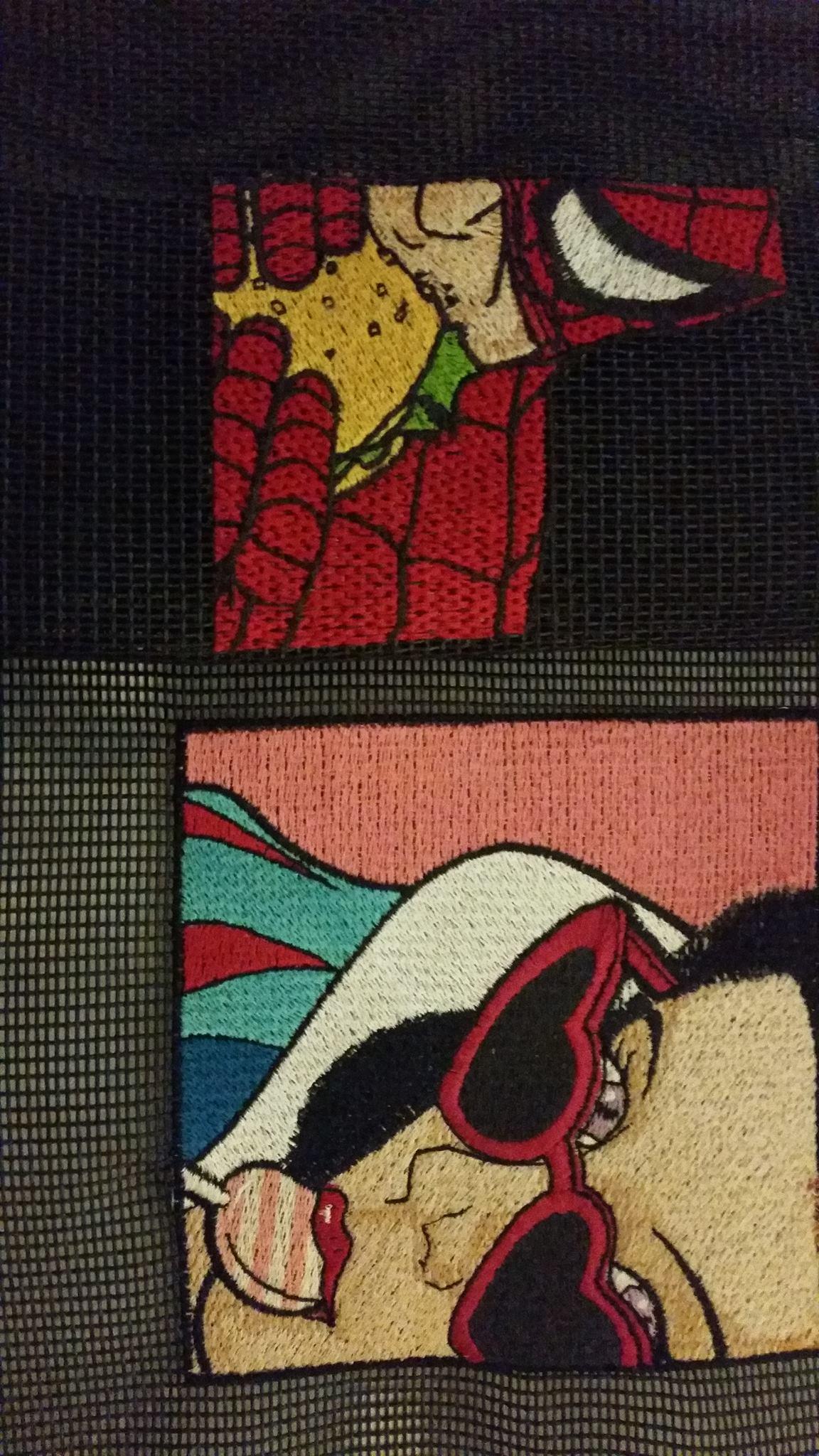 Wall carpet with Spiderman and Snow White embroidery designs