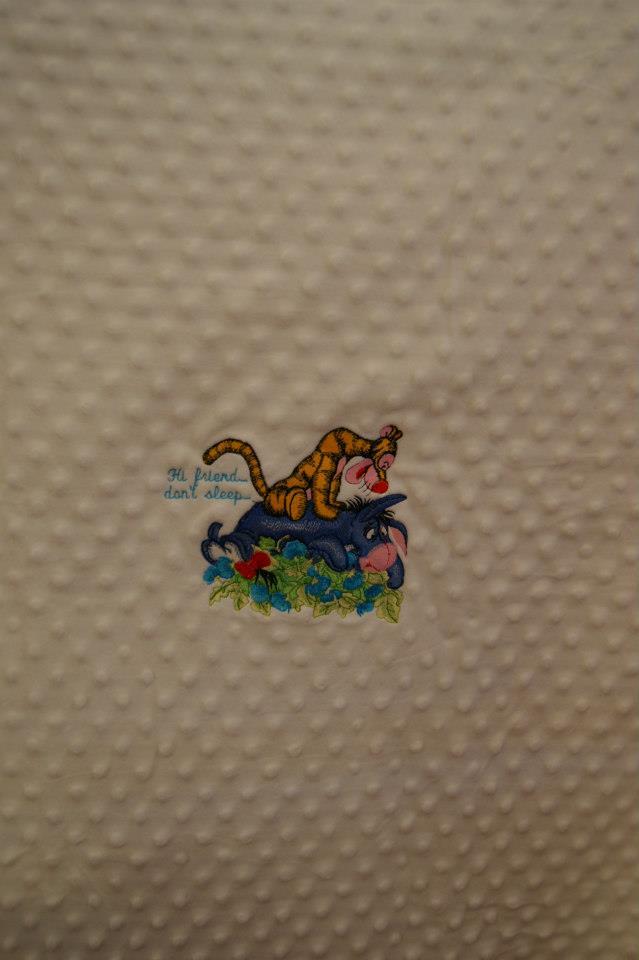 Napkin with Tigger and Eeyore embroidery design