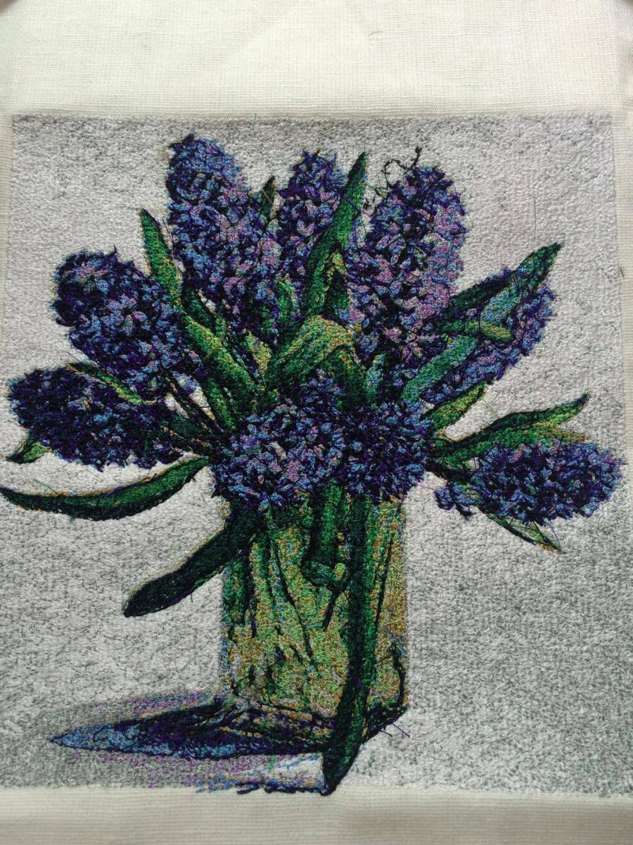 Hyacinths photo stitch free embroidery