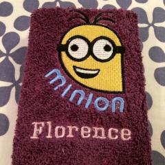 Towel with Crazy Minion embroidery design