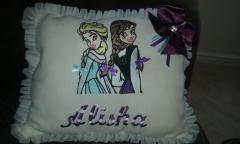 Cushion with Frozen sisters embroidery design