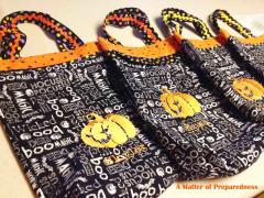 Shopping bag with Halloween pumpkin free embroidery design