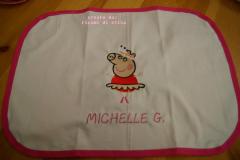 Napkin with Peppa pig ballerina embroidery design
