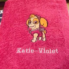 Towel with Skye embroidery design