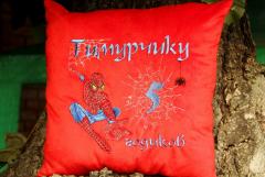 Cushion with Spider Man embroidery design