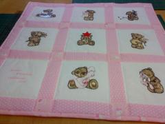 Big quilt with teddy bear embroidery design