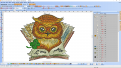 Clever owl reading book embroidery design preview