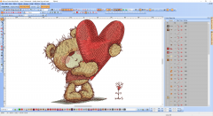 Teddy Bear with big heart embroidery design preview