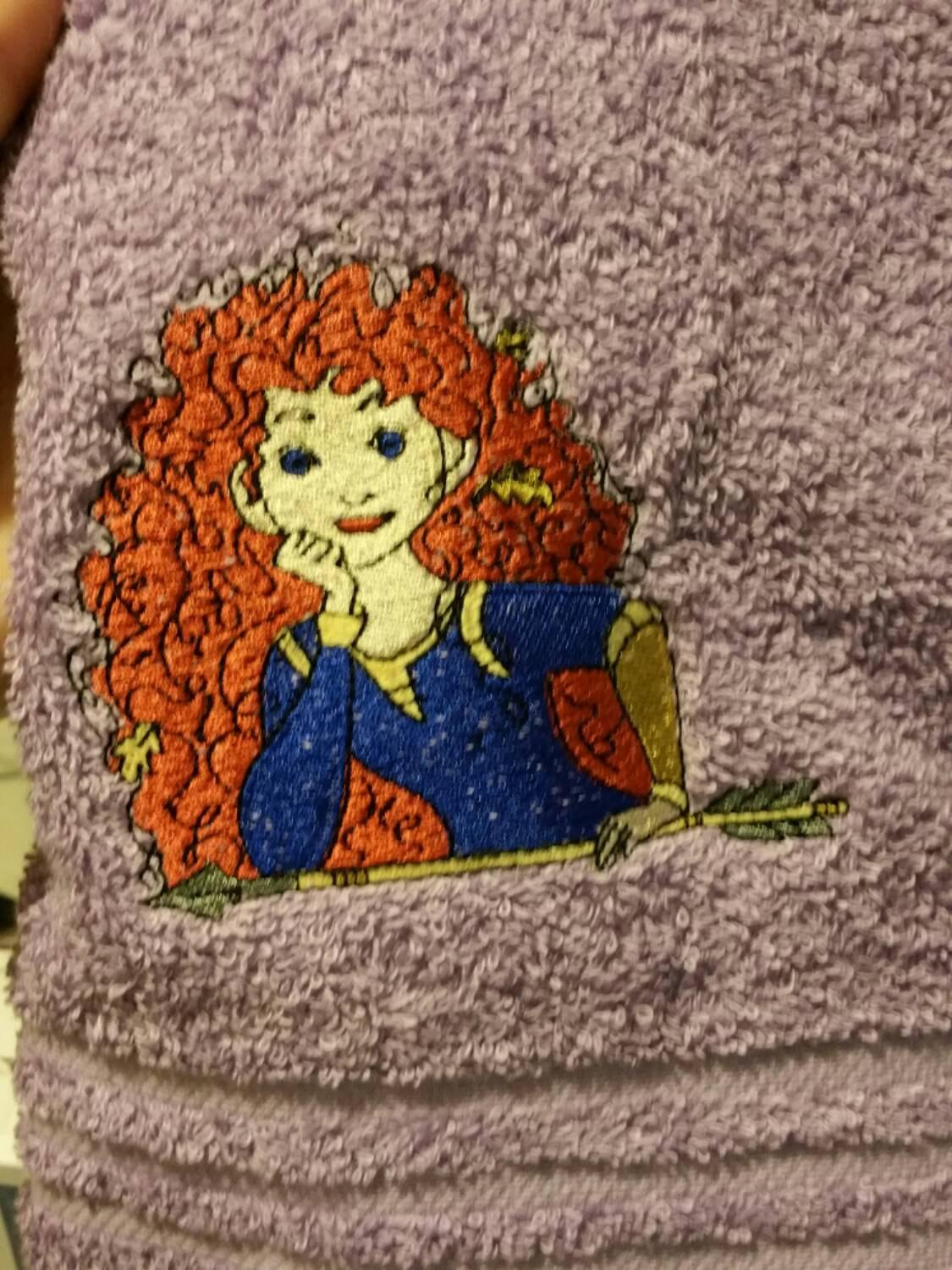 Towel with Brave Princess Merida with arrow embroidery design