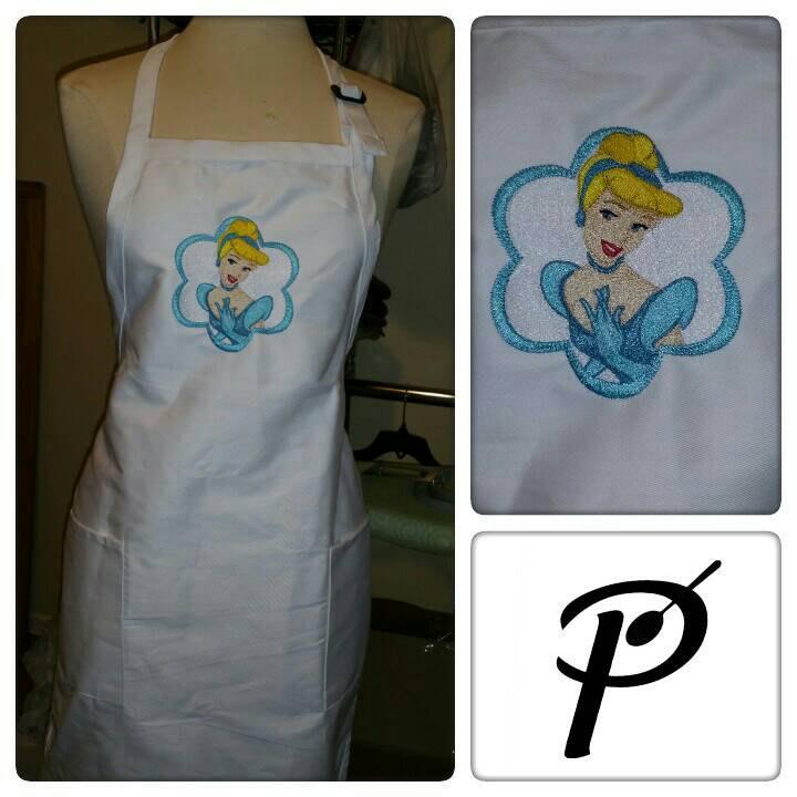 Kitchen apron with Cinderella embroidery design