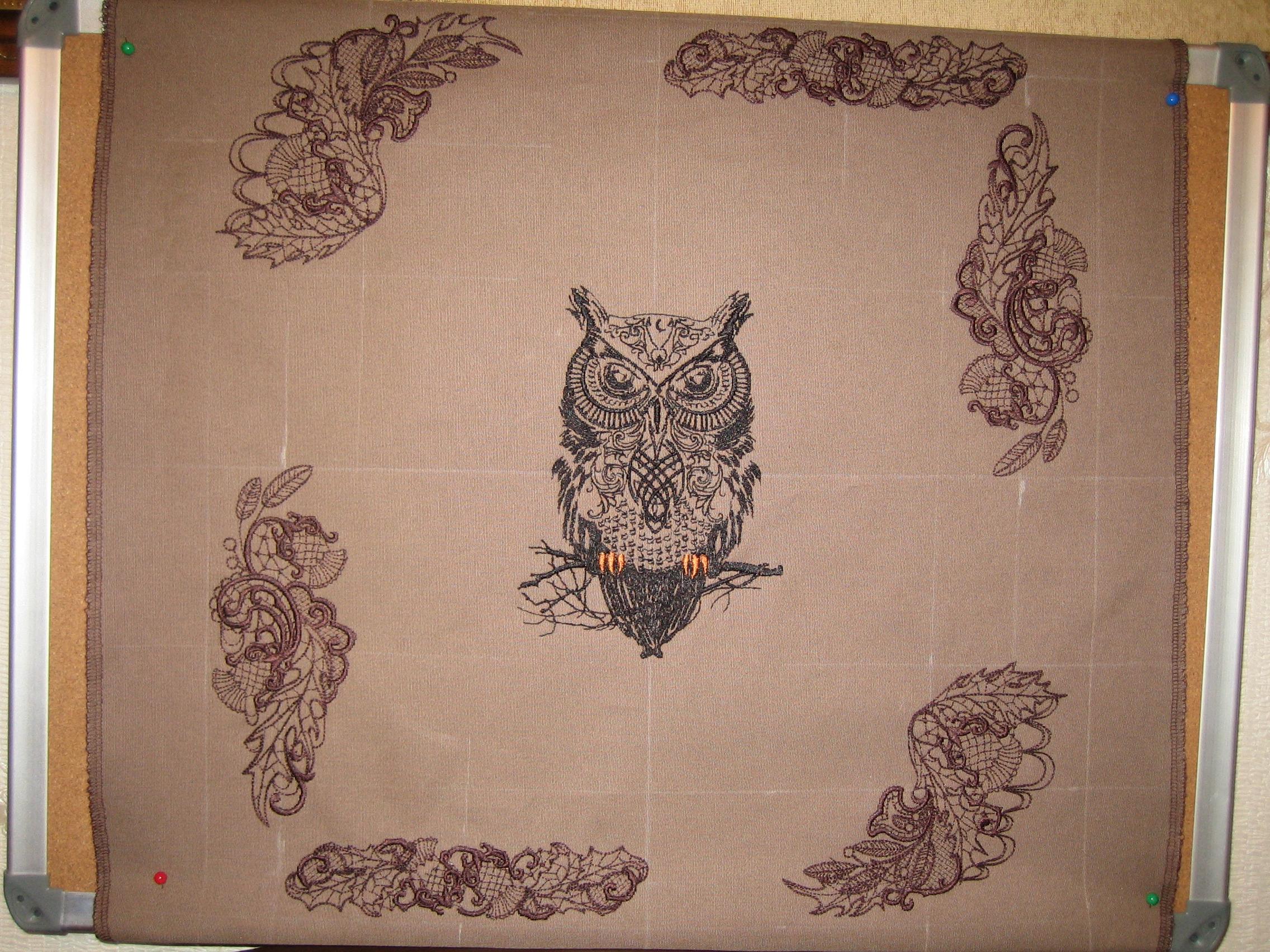 Wall panno with Tribal owl embroidery design