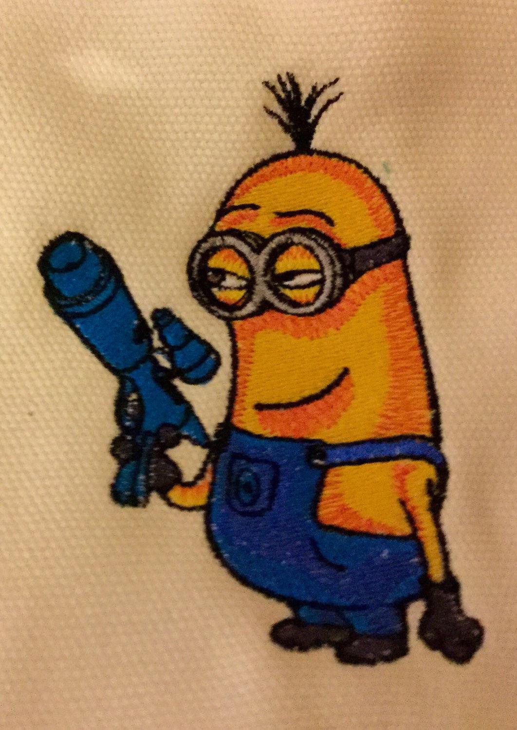 Minion with gun embroidery design