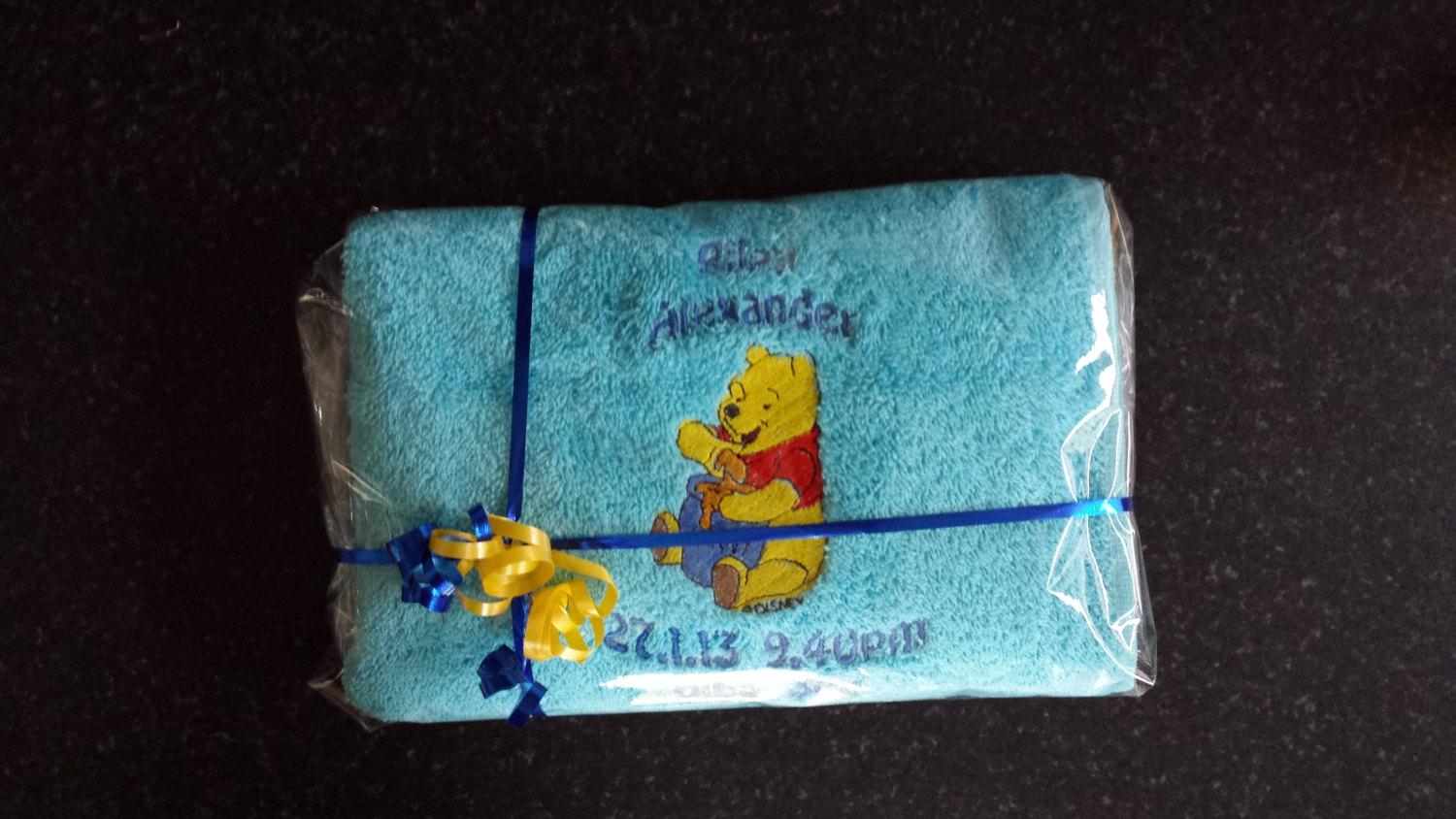 Towel with Winnie Pooh with honey embroidery design