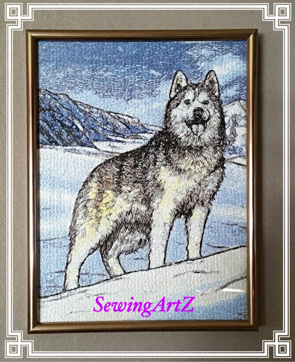 Huskies free embroidery design