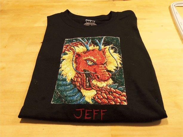 T-shirt with Dragon photo stitch free embroidery design