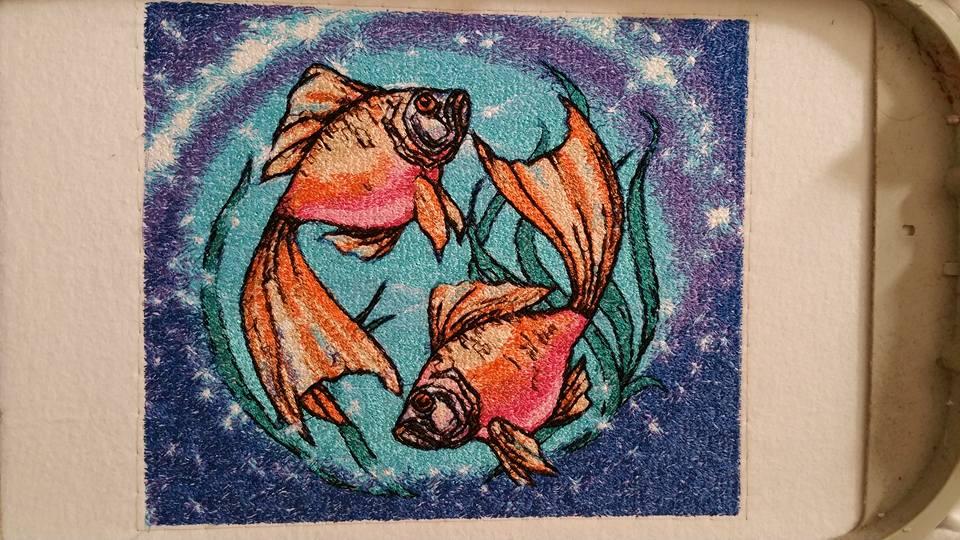 Zodiac sign fish photo stitch free embroidery design