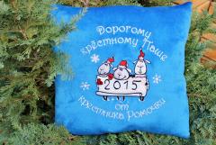 Cushion with 2015 Christmas sheep embroidery design