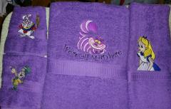 Towels with Alice in Wonderland embroidery designs
