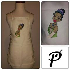 Kitchen apron with Tiana embroidery design